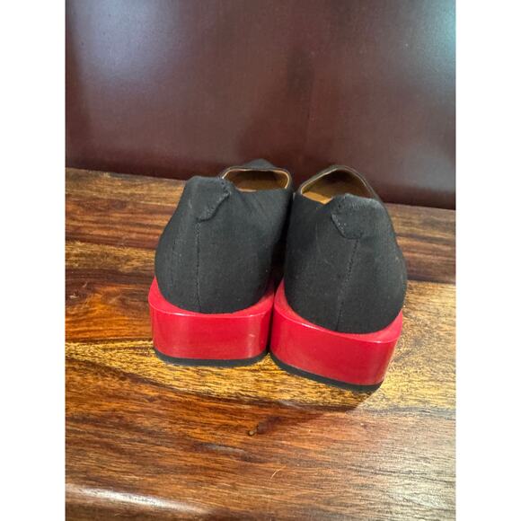 J. McLaughlin Cheryl Black & Red Pointed Toe Leather Heel Pump Sz 7 - Picture 6 of 7